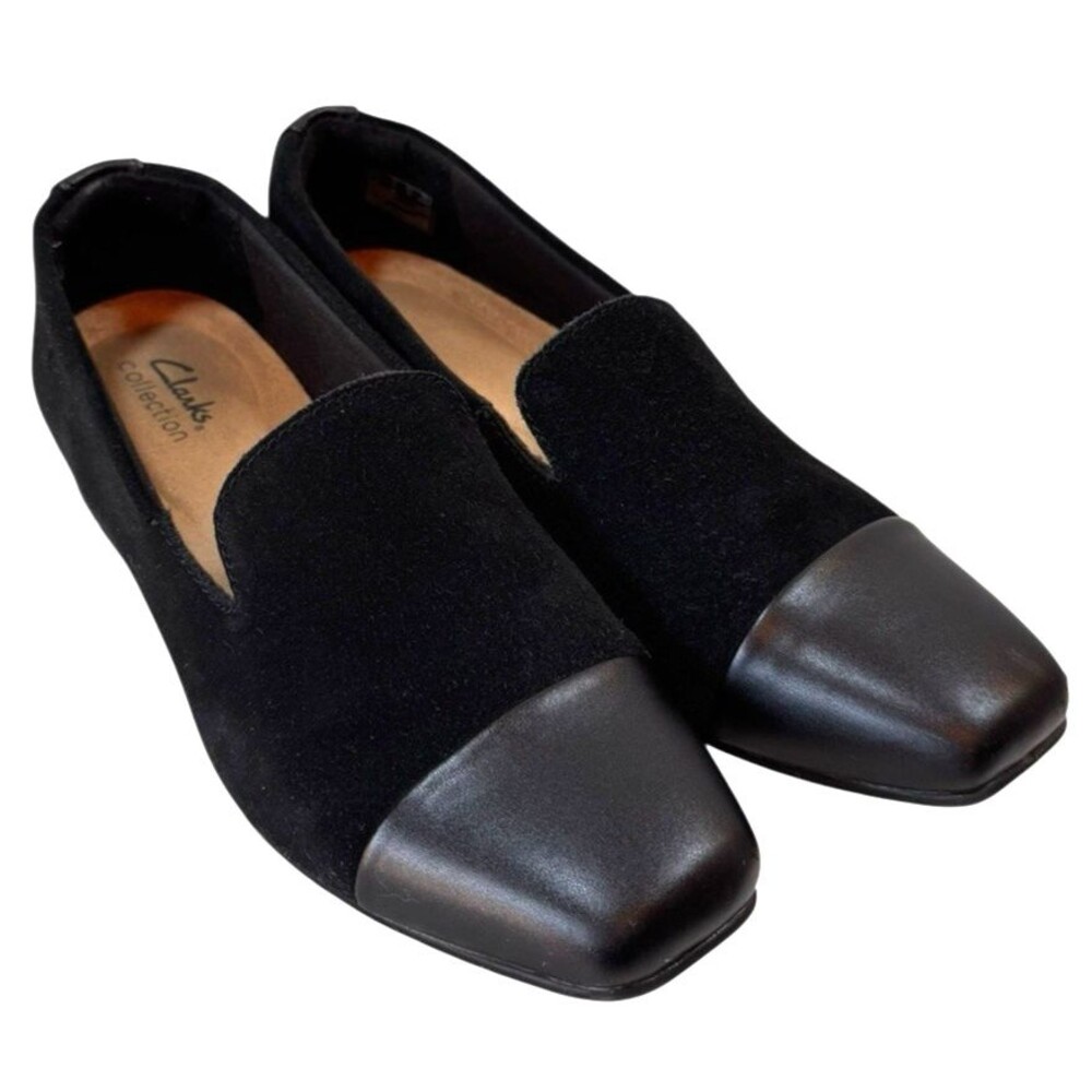 Clarks Black Suede & Leather Cap-Toe Loafers